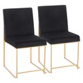 Lumisource High Back Fuji Dining Chair in Gold and Black Velvet, PK 2 DC-HBFUJI AUVBK2
